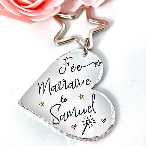 Demande Marraine, Porte-Clé Marraine, Cadeau Baptême Marraine, Bijoux Marraine, Fée Marraine Porte Clé