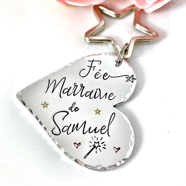 Demande Marraine, Porte-Clé Marraine, Cadeau Baptême Marraine, Bijoux Marraine, Fée Marraine Porte Clé