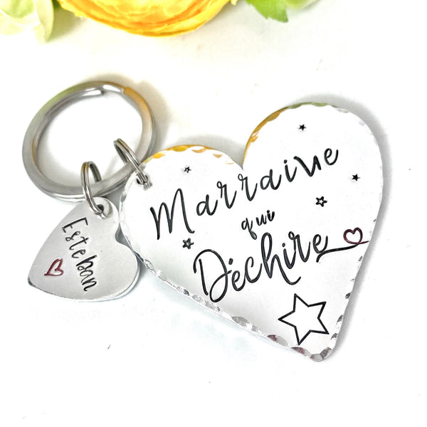 Marraine qui Déchire, Demande Marraine, Porte-Clé Marraine, Cadeau Baptême Marraine, Marraine Formidable, Bijoux Marraine