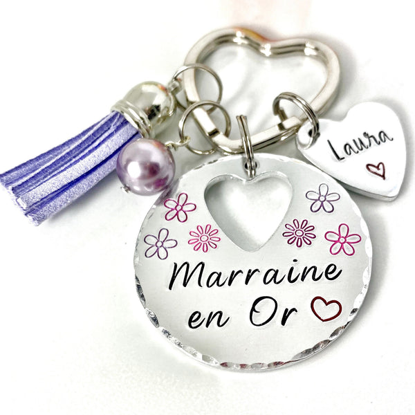 Demande Marraine, Porte-Clé Marraine, Cadeau Baptême Marraine, Marraine en Or, Bijoux Marraine