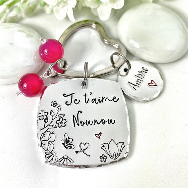 Je t'aime Nounou, Porte Clé Nounou, Cadeau Nounou, La Meilleure Nounou, Merci Nounou