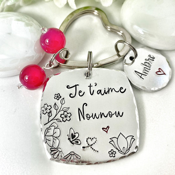Je t'aime Nounou, Porte Clé Nounou, Cadeau Nounou, La Meilleure Nounou, Merci Nounou