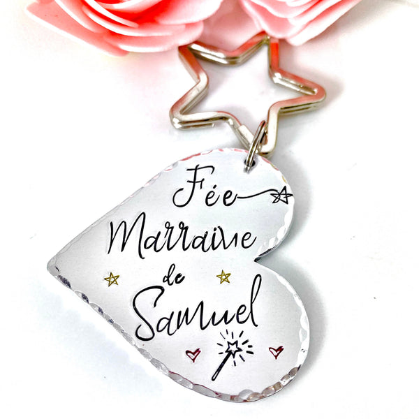 Demande Marraine, Porte-Clé Marraine, Cadeau Baptême Marraine, Bijoux Marraine, Fée Marraine Porte Clé