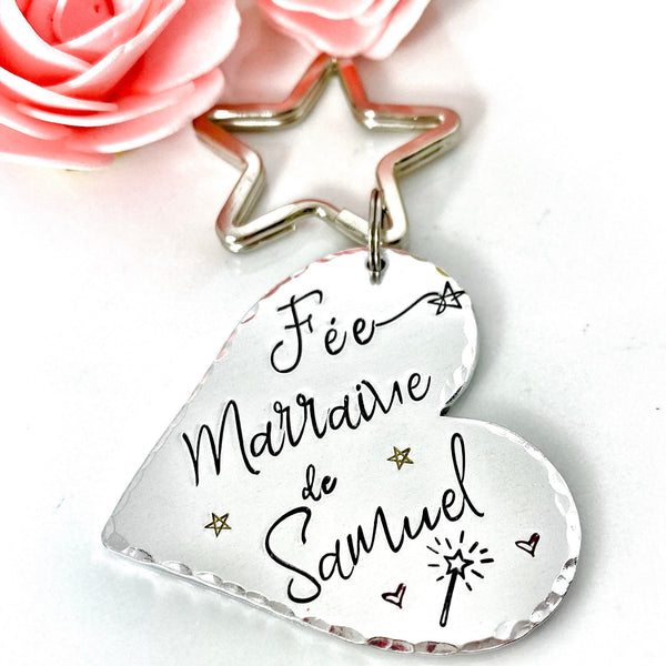 Demande Marraine, Porte-Clé Marraine, Cadeau Baptême Marraine, Bijoux Marraine, Fée Marraine Porte Clé