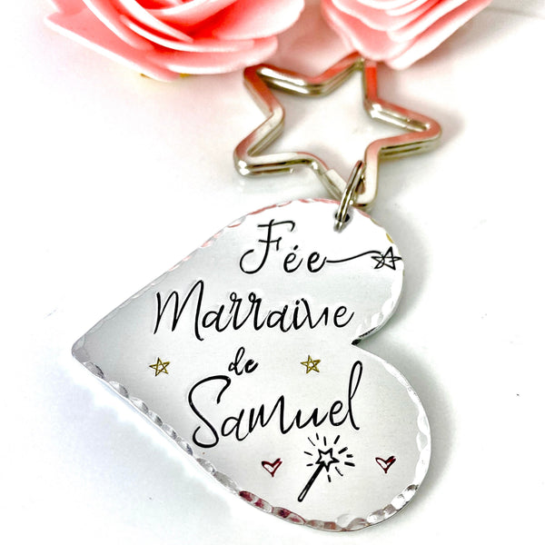 Demande Marraine, Porte-Clé Marraine, Cadeau Baptême Marraine, Bijoux Marraine, Fée Marraine Porte Clé