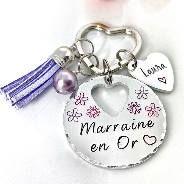 Demande Marraine, Porte-Clé Marraine, Cadeau Baptême Marraine, Marraine en Or, Bijoux Marraine