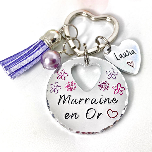 Demande Marraine, Porte-Clé Marraine, Cadeau Baptême Marraine, Marraine en Or, Bijoux Marraine