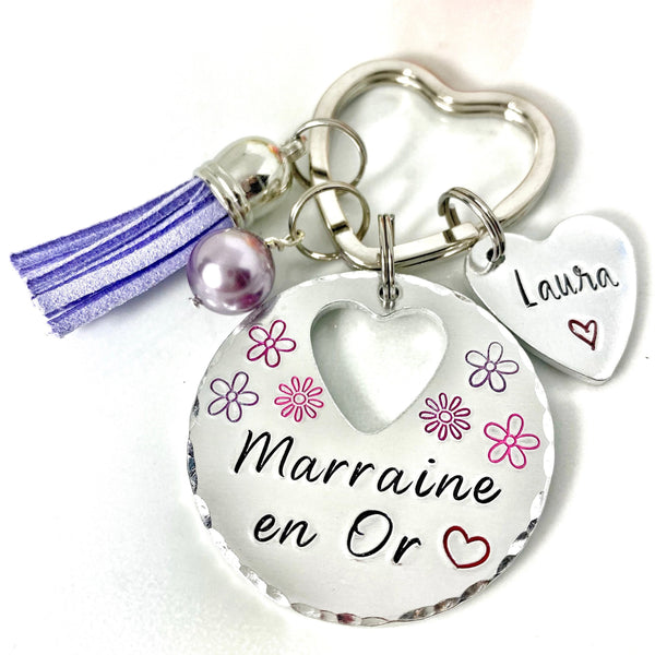Demande Marraine, Porte-Clé Marraine, Cadeau Baptême Marraine, Marraine en Or, Bijoux Marraine