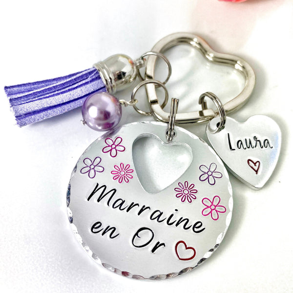 Demande Marraine, Porte-Clé Marraine, Cadeau Baptême Marraine, Marraine en Or, Bijoux Marraine