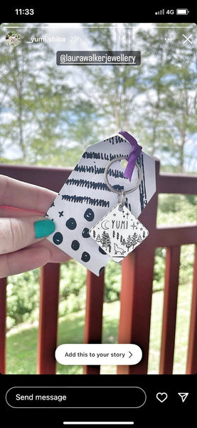 Médaillon d'identification, Médaille avec Loup, Lune et Arbres, Personnalisée