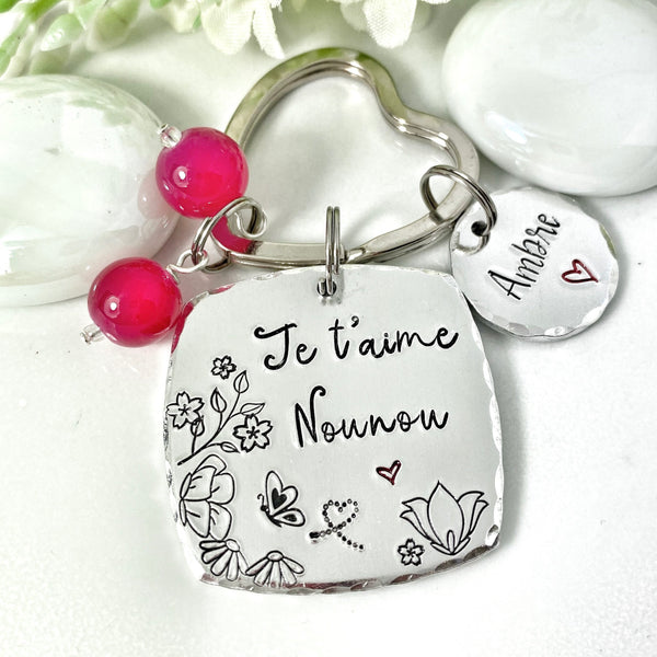 Je t'aime Nounou, Porte Clé Nounou, Cadeau Nounou, La Meilleure Nounou, Merci Nounou