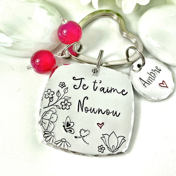 Je t'aime Nounou, Porte Clé Nounou, Cadeau Nounou, La Meilleure Nounou, Merci Nounou