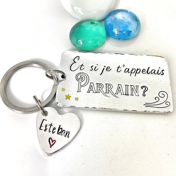 Demande Parrain, Porte Clé Parrain, Porte Clé Gravé Message Personnalisé, Et si je t'appelais Parrain?, Cadeau Parrain