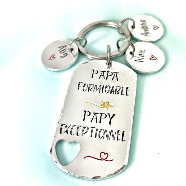 Cadeau Fête des Grand-Pères, Porte Clé avec Prénoms, Idée Cadeau Papy