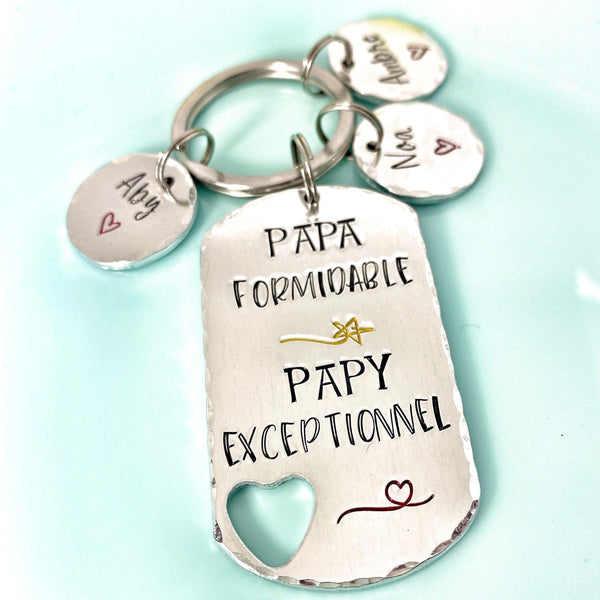 Cadeau Fête des Grand-Pères, Porte Clé avec Prénoms, Idée Cadeau Papy