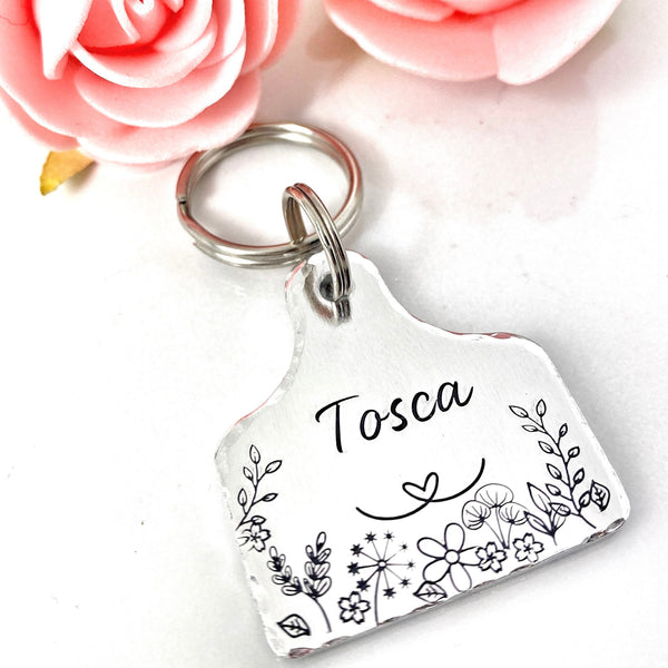 Médaille pour Chien avec Fleurs, Jolie Médaille d'Identité pour Chien