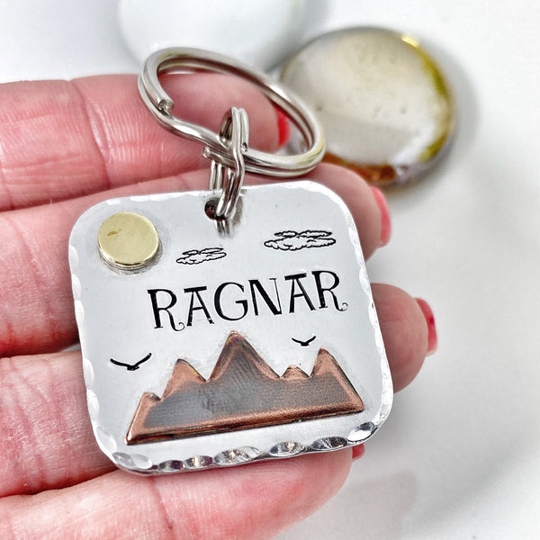 Médaillon d'identité Chien - Médaille Personnalisée avec Montagnes - Médaille Robuste pour un Chien