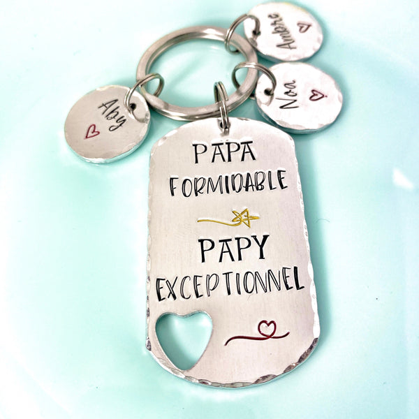 Cadeau Fête des Grand-Pères, Porte Clé avec Prénoms, Idée Cadeau Papy