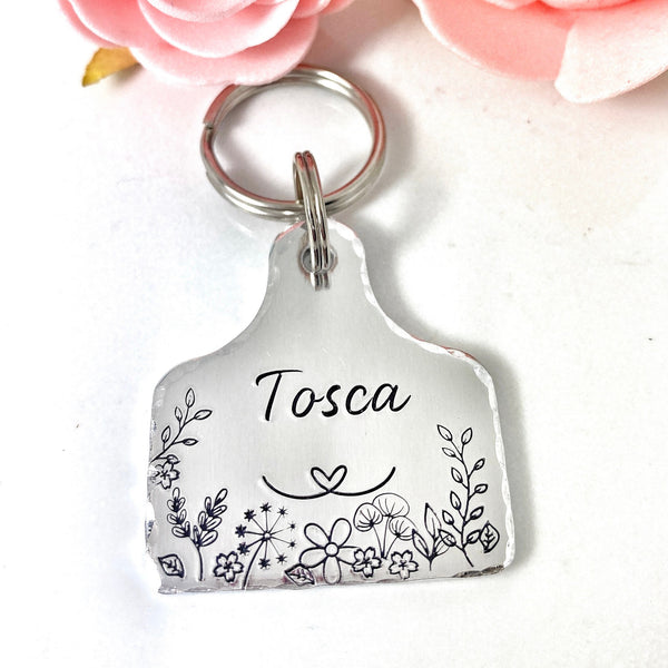 Médaille pour Chien avec Fleurs, Jolie Médaille d'Identité pour Chien