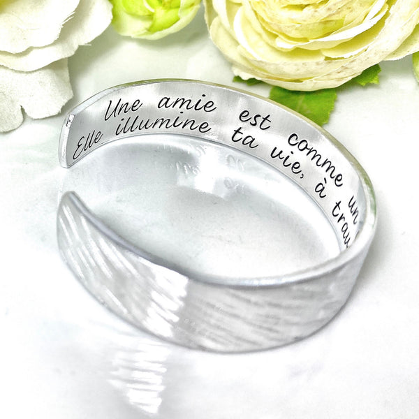 Bracelet Jonc Citation Gravé, Bracelet Jonc Message Gravé, Bijoux Cadeau Amie, Citation Meilleure Amie