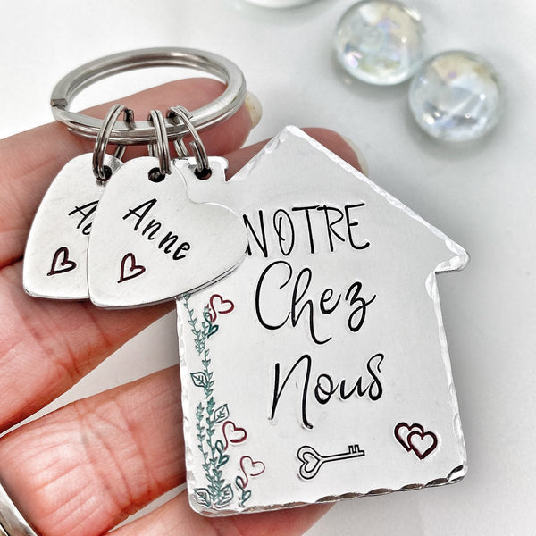 Porte Clé Gravé Notre Chez Nous, Porté Clé Les Clés de Chez Nous, Idée Cadeau Nouvelle Maison