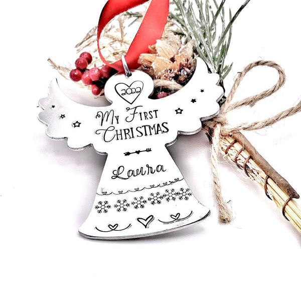 Boule de Noël Personnalisée avec Prénom, Ange de Noël Personnalisé, Mon Premier Noël