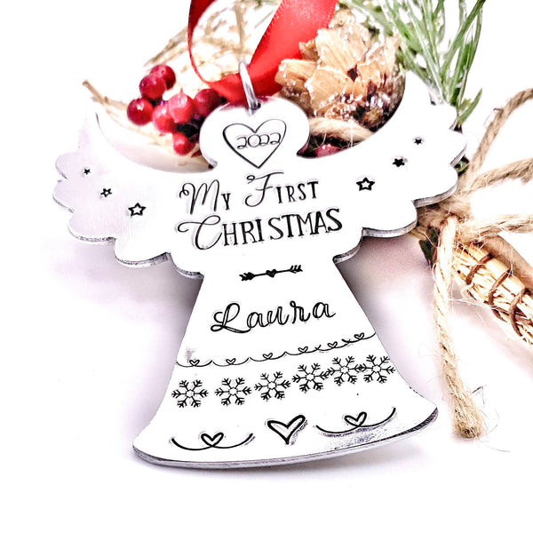 Boule de Noël Personnalisée avec Prénom, Ange de Noël Personnalisé, Mon Premier Noël