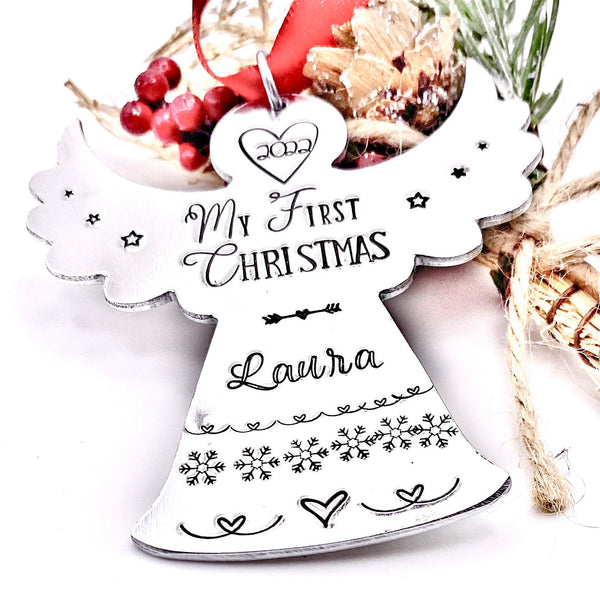 Boule de Noël Personnalisée avec Prénom, Ange de Noël Personnalisé, Mon Premier Noël