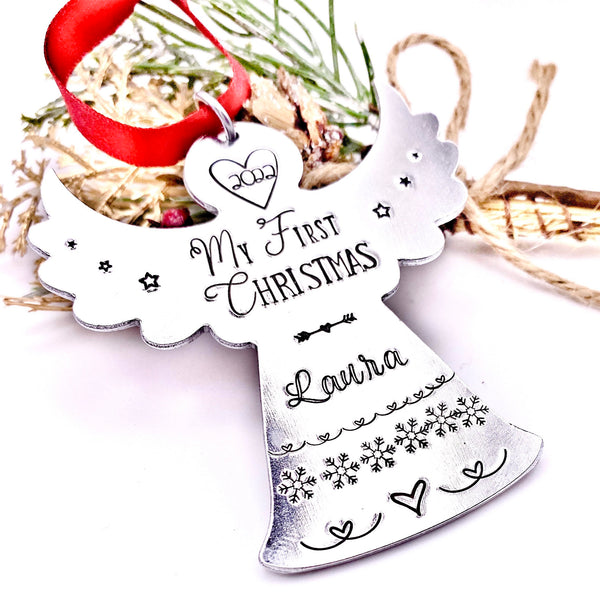 Boule de Noël Personnalisée avec Prénom, Ange de Noël Personnalisé, Mon Premier Noël