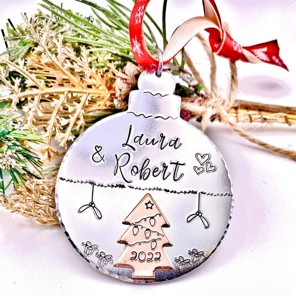 Boule de Noël Personnalisée , Décoration Couple Noël, Cadeau Couple Noël