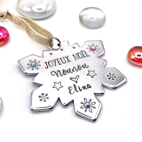 Cadeau Noël Nounou, Boule de Noël Personnalisée , Idée Cadeau Merci Nounou