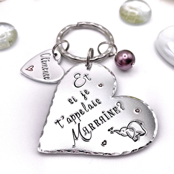 Idée Cadeau Marraine, Porte-Clé Marraine, Cadeau Baptême Marraine, Et si je t'appelais Marraine, Bijoux Marraine