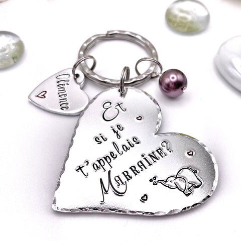Idée Cadeau Marraine, Porte-Clé Marraine, Cadeau Baptême Marraine, Et si je t'appelais Marraine, Bijoux Marraine