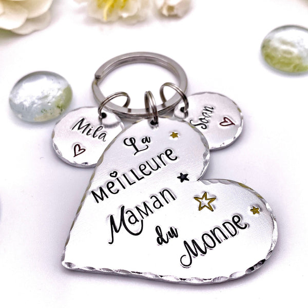 Personalised French Maman Keychain, Custom Keyring Maman