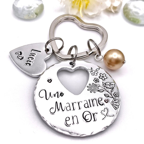 Idée Cadeau Marraine, Demande Marraine, Porte Clé Marraine en Or