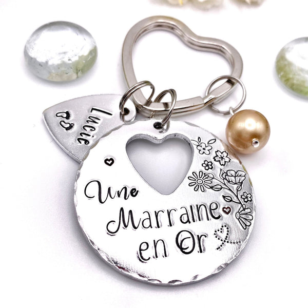 Idée Cadeau Marraine, Demande Marraine, Porte Clé Marraine en Or