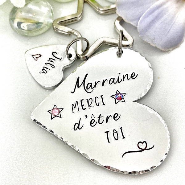 Merci Marraine, Porte-Clé Marraine, Cadeau Baptême Marraine, Marraine en Or, Bijoux Marraine