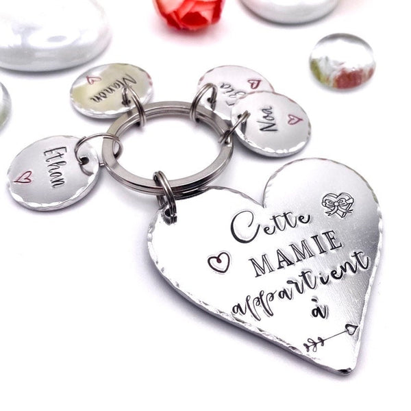 Cadeau Personnalisé pour Mamie, Porte Clé Personnalisé pour Mamie
