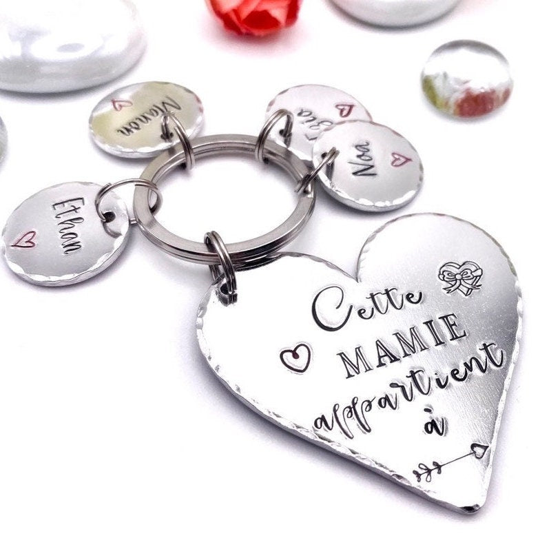 Cadeau Personnalisé pour Mamie, Porte Clé Personnalisé pour Mamie