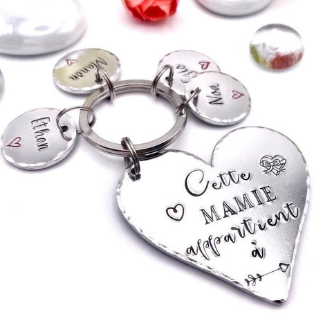 Cadeau Personnalisé pour Mamie, Porte Clé Personnalisé pour Mamie