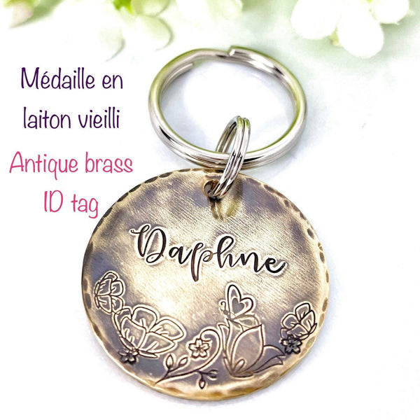 Médaillons d'identification - Médaillon Personnalisé - Médaille Laiton Vielli Chien