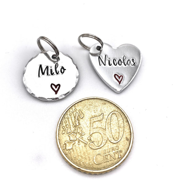 Médaille avec Nom, Coeur avec Prénom, Breloque Prénom, Breloque Personnalisée, Breloque pour Porte Clé