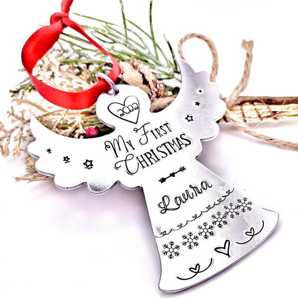 Boule de Noël Personnalisée avec Prénom, Ange de Noël Personnalisé, Mon Premier Noël