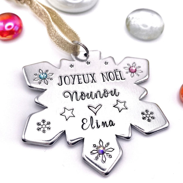 Cadeau Noël Nounou, Boule de Noël Personnalisée , Idée Cadeau Merci Nounou