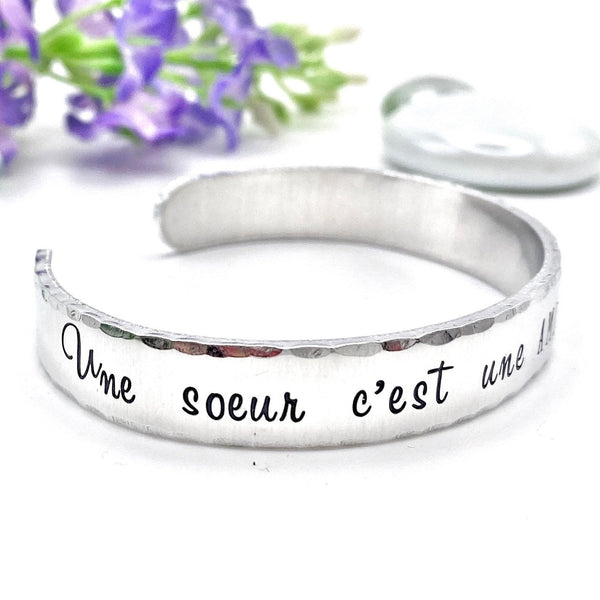 Cadeau Noël Soeur, Bracelet Gravé, Jonc Gravé Soeur, Jonc Argent Soeur
