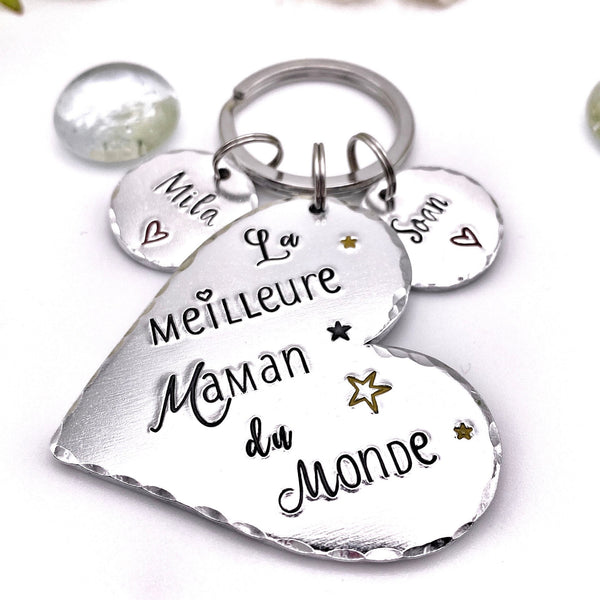 Personalised French Maman Keychain, Custom Keyring Maman