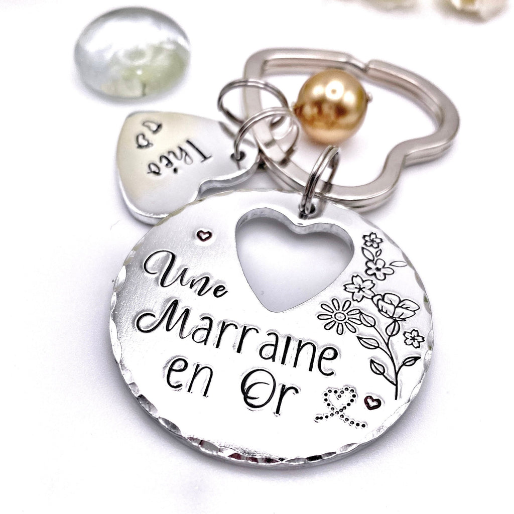 Idée Cadeau Marraine, Demande Marraine, Porte Clé Marraine en Or