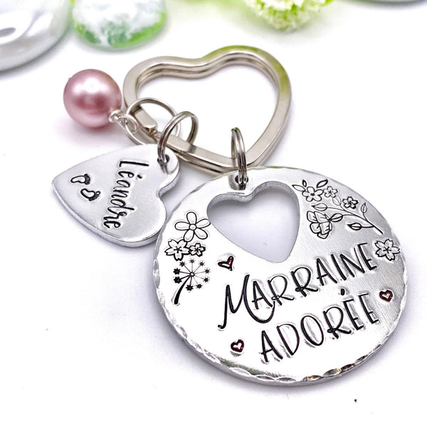 Demande Marraine, Porte-Clé Marraine Adorée, Cadeau Baptême Marraine, Marraine en Or, Bijoux Marraine