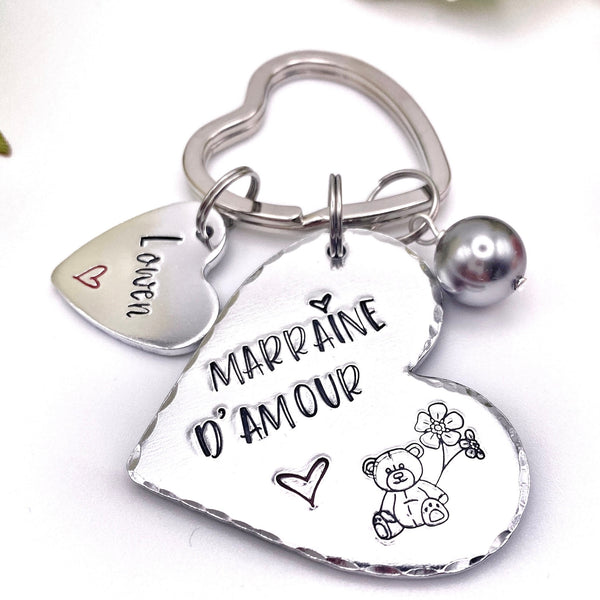 Demande Marraine, Porte-Clé Marraine Adorée, Cadeau Baptême Marraine, Marraine en Or, Bijoux Marraine