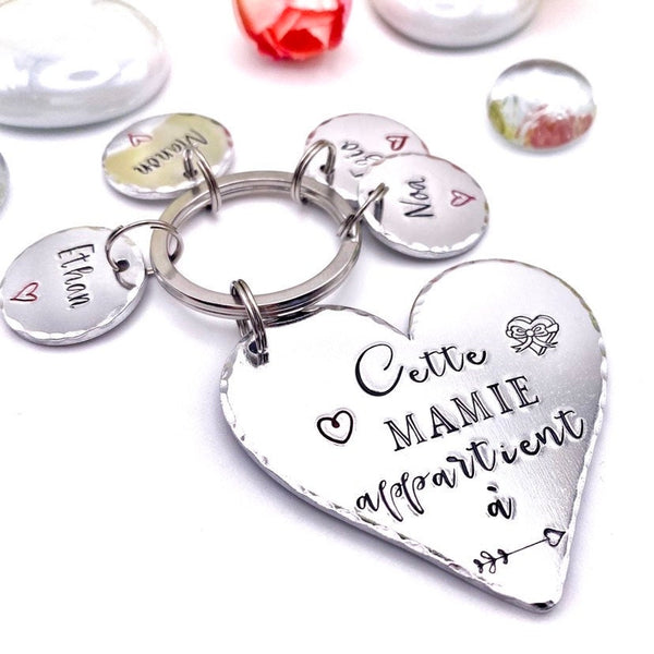Cadeau Personnalisé pour Mamie, Porte Clé Personnalisé pour Mamie